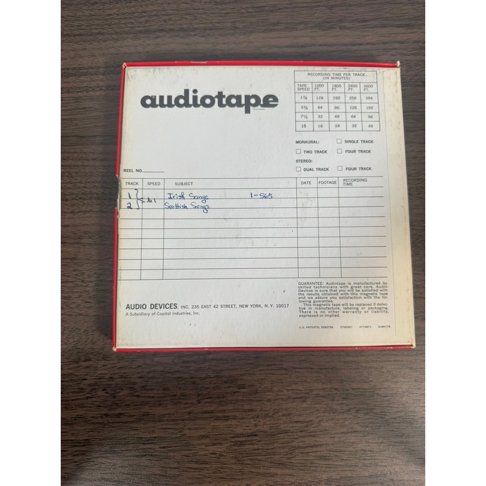 VTG Audiotape Formula 10 Reel-to-Reel Tape 1200 ft Original Box Audio Devices - Picture 2 of 5